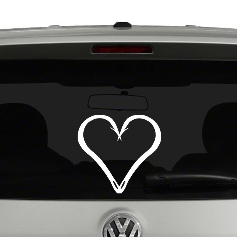 Fish Hook Heart Vinyl Decal