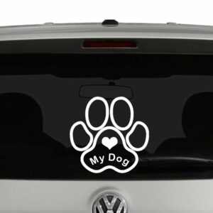 Love My Dog Paw Print Vinyl Decal