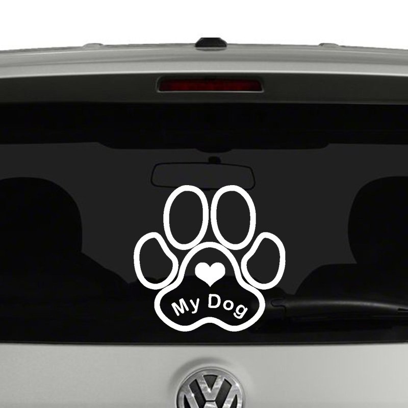 Love My Dog Paw Print Vinyl Decal