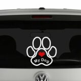 Love My Dog Paw Print Vinyl Decal