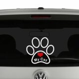 Love My Cat Paw Print Vinyl Decal 2 Color