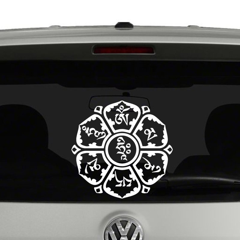 Om Mani Padme Hum on Lotus Vinyl Decal