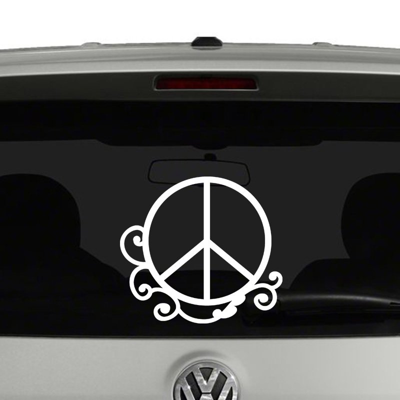 Peace Sign with Swirls Vinyl Decal