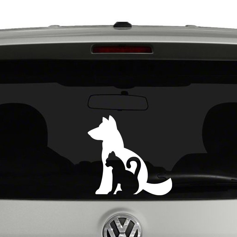 Dog and Cat Silhouette Vinyl Decal