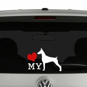 Love My Doberman Dog Sillhouette Vinyl Decal