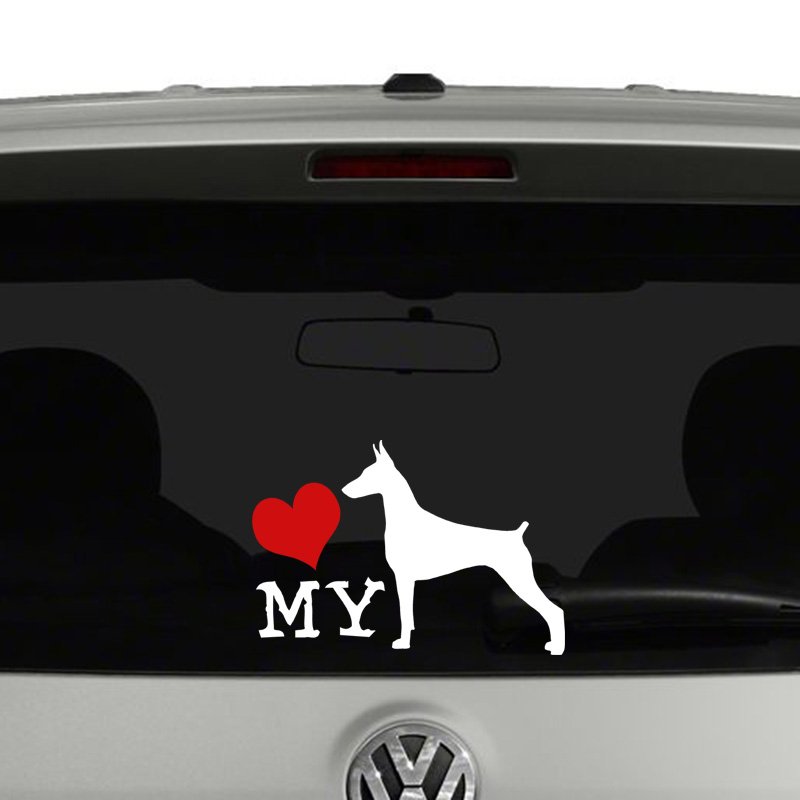 Love My Doberman Dog Sillhouette Vinyl Decal