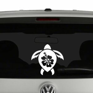 Sea Turtle with Hibiscus Vinyl Decal