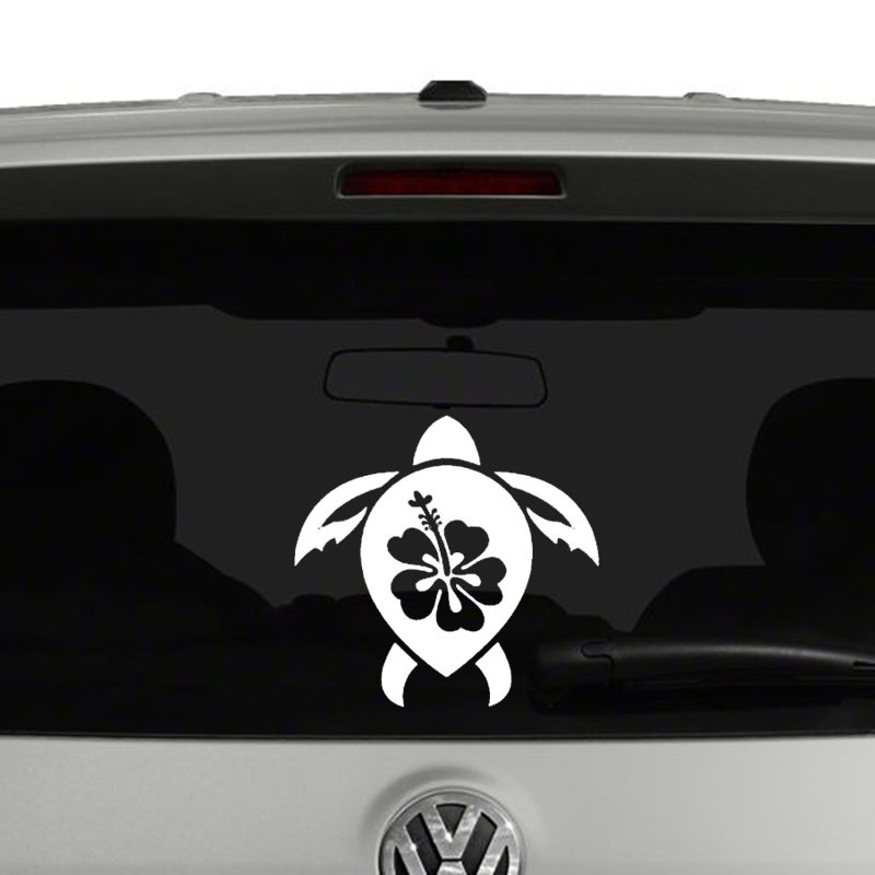 Sea Turtle with Hibiscus Vinyl Decal