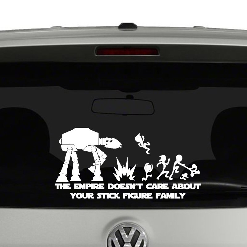 The Empire Doesn't Care About Your Stick Figure Family AT AT Vinyl Decal