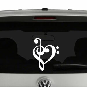 Music Heart Treble Bass Clef Decal Sticker