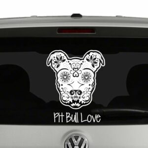 Pitbull Love Sugar Skull Style Vinyl Decal Sticker