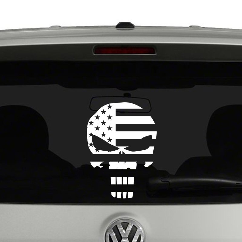 Punisher Skull with American Flag Vinyl Decal Sticker