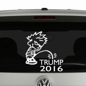 Calvin Peeing on Trump 2016 Vinyl Decal Sticker