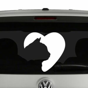 Cat Silhouette in Heart Vinyl Decal Sticker