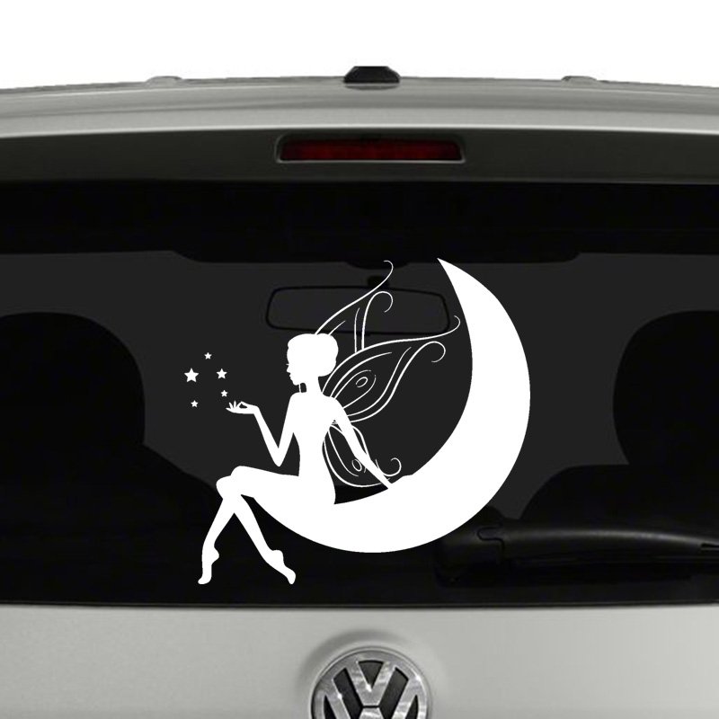 Fairy Sitting on Moon Vinyl Decal Sticker