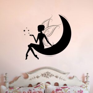 Fairy Sitting on Moon Vinyl Wall Decal