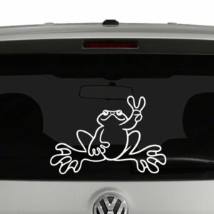 Frog Giving Peace Sign Vinyl Decal Sticker