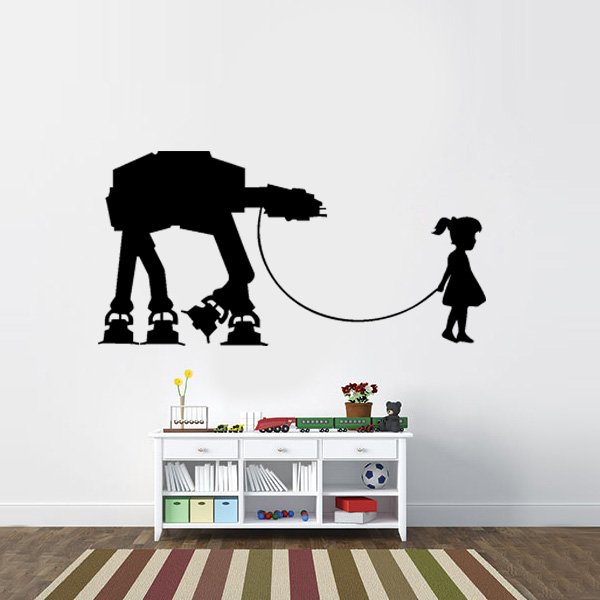 Star Wars Inspired Girl and Her Pet AT-AT Vinyl Wall Decal