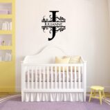 Monogram Swirls with Name Vinyl Wall Decal