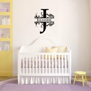 Monogram Swirls with Name Vinyl Wall Decal