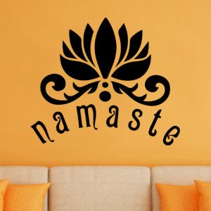 Namaste with Lotus Flower Vinyl Wall Decal