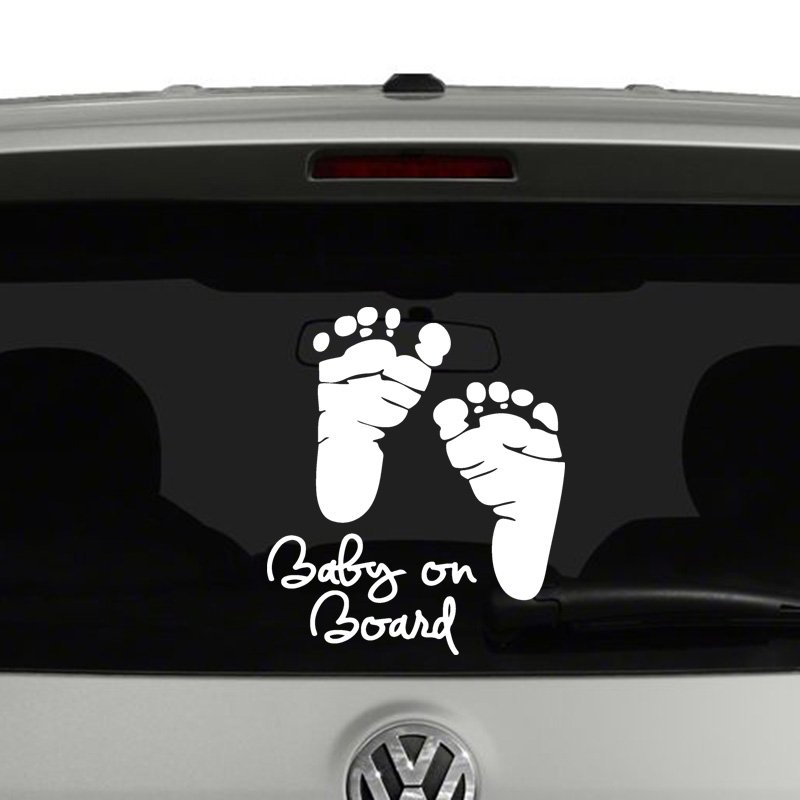 Baby On Board White Vinyl Decal Sticker