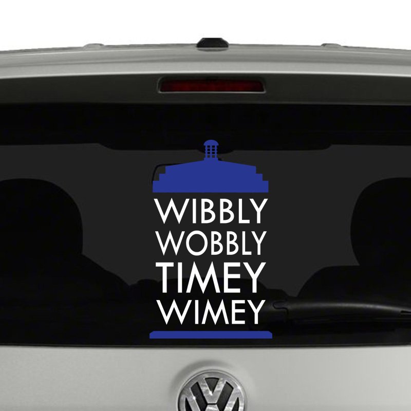 Wobbly Wobbly Timey Wimey Doctor Who Tardis Blue and White Vinyl Decal