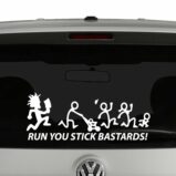 Run You Stick Bastards Hatchet Man Stick Figure Family Vinyl Decal Sticker Car Window