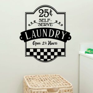 Laundry Self Serve Open 24 Hours Vinyl Wall Decal