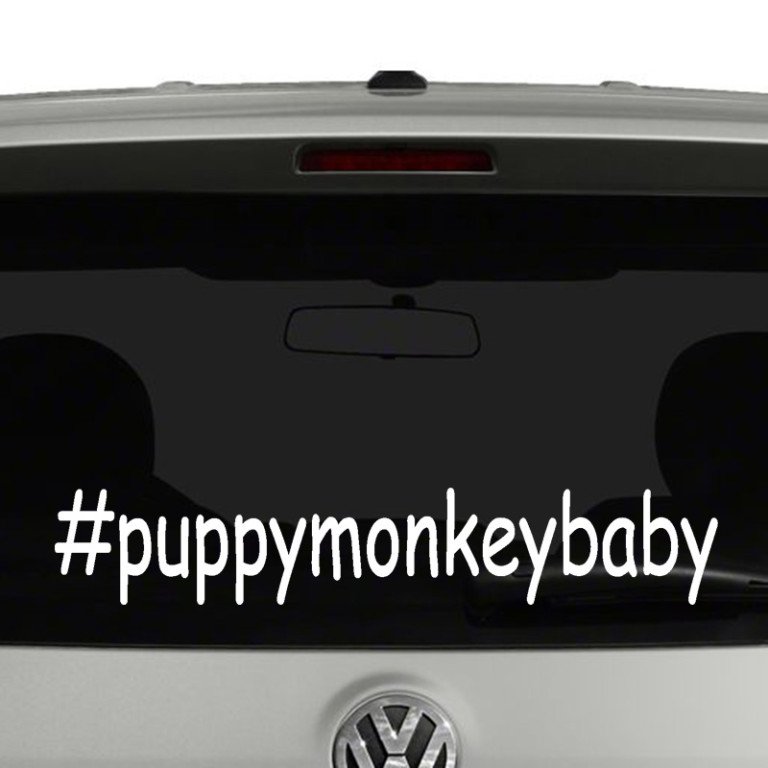 Puppy Monkey Baby Hashtag Vinyl Decal Sticker