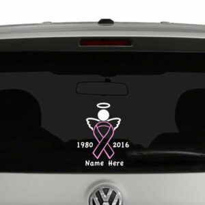 Breast Cancer Angel In Memory Ribbon Vinyl Decal Sticker