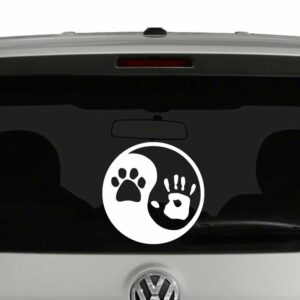 Yin Yang Paw Print and Hand Vinyl Decal Sticker