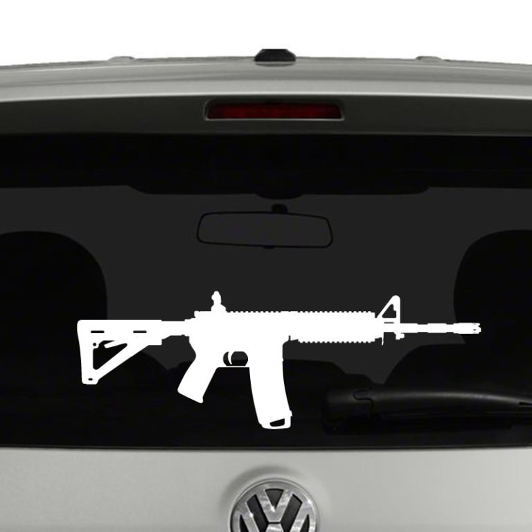 AR15 Rifle Silhouette Vinyl Decal Sticker Car Window