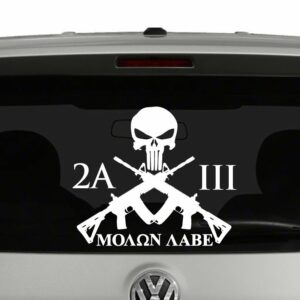 2nd Amendment 3 Percent Molon Labe Crossed Rifles Vinyl Decal Sticker