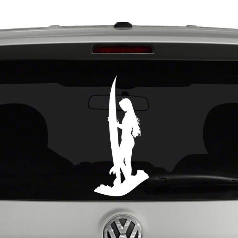 Surfer Girl Silhouette Vinyl Decal Sticker