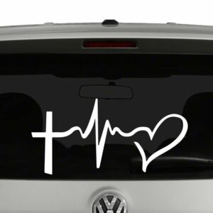 Faith Hope Love Symbols Vinyl Decal Sticker Cross Heartbeat Heart