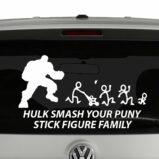 Hulk Smash Your Puny Stick Figure Family Vinyl Decal Sticker Car