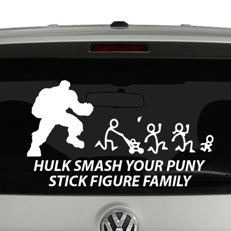 Hulk Smash Your Puny Stick Figure Family Vinyl Decal Sticker Car