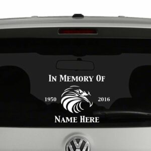 In Memory Of With Eagle Head Vinyl Decal Sticker Car