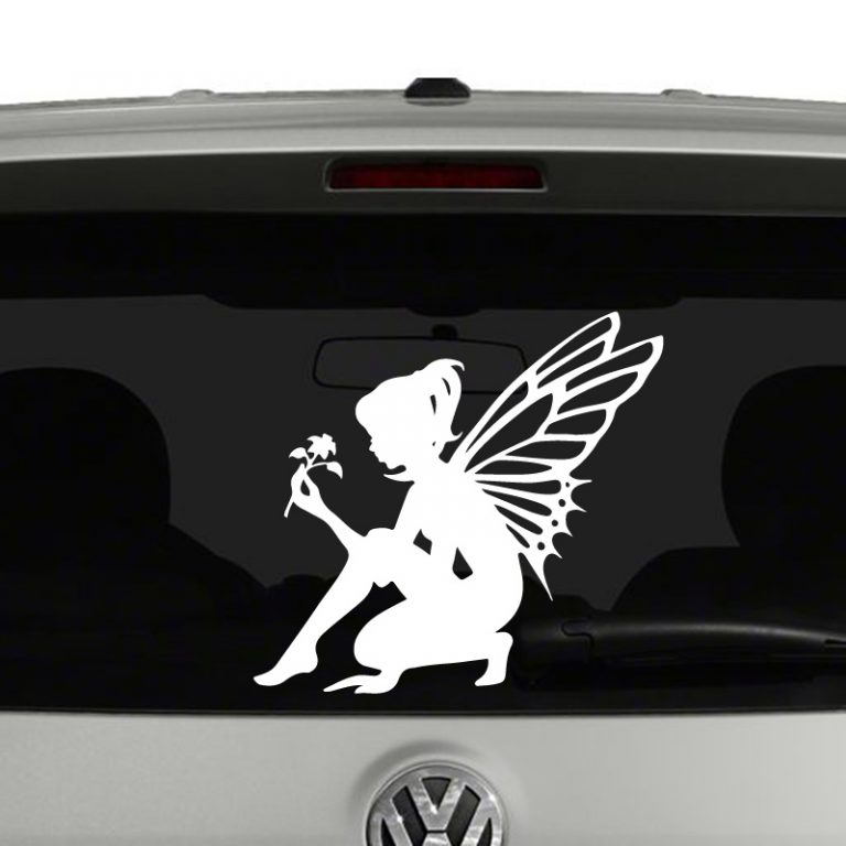 Fairy Kneeling with Flower Vinyl Decal Sticker