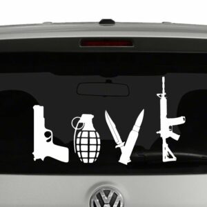 Love Weapons Guns Pistol Rifle Vinyl Decal Sticker