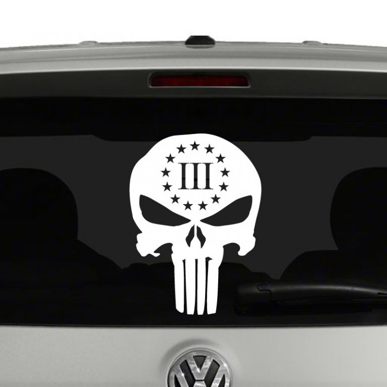 Punisher Skull Three Percenter 3% 2nd Amendment Vinyl Decal Sticker