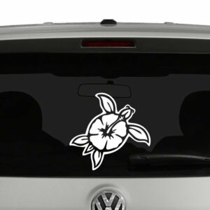 Turtle Hibiscus Flower Hawaiian Vinyl Decal Sticker