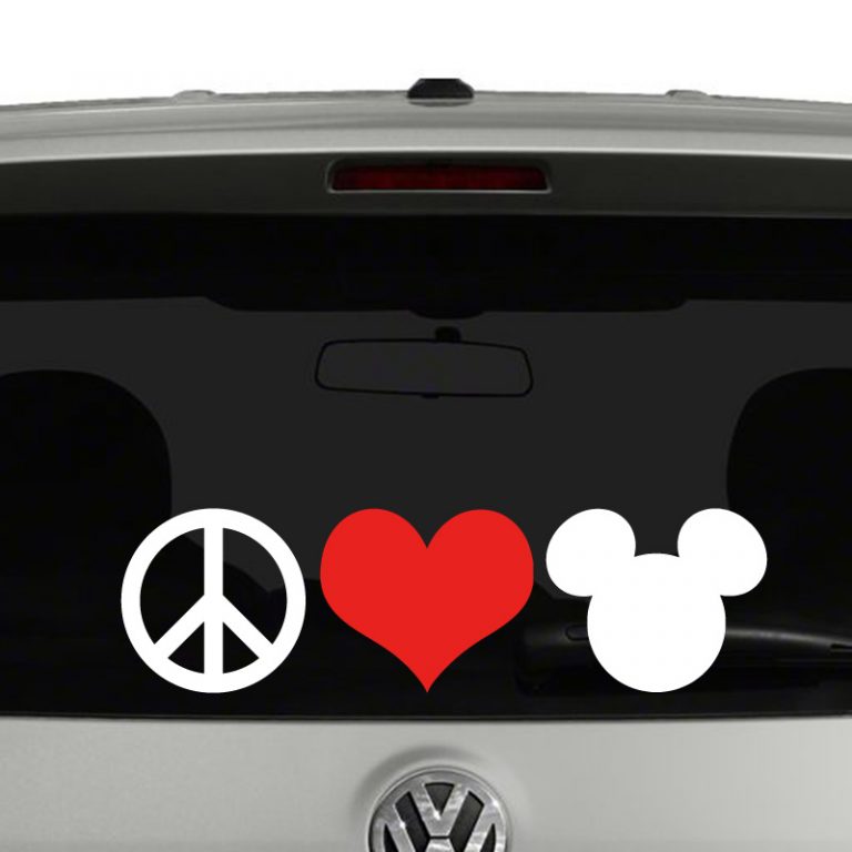 Peace Love Mickey Mouse Disney Vinyl Decal Sticker