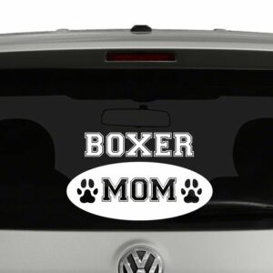 Boxer Mom with Paw Prints Vinyl Decal Sticker