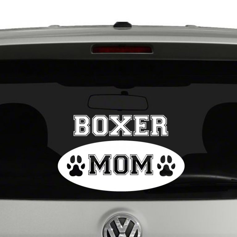 Boxer Mom with Paw Prints Vinyl Decal Sticker