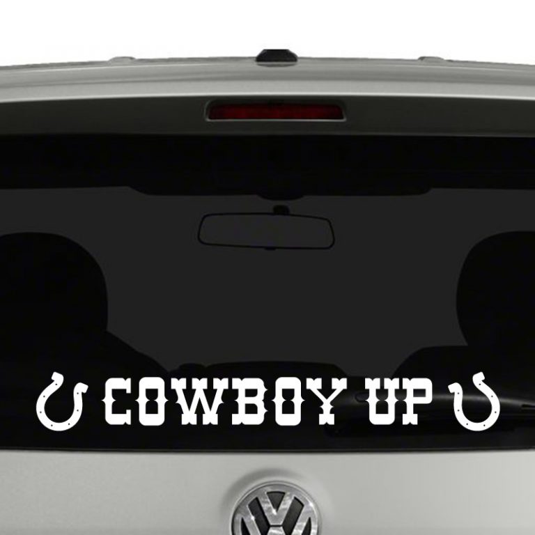 Cowboy Up Horseshoe Vinyl Decal Sticker Car Window or Windshield