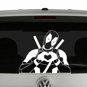 Deadpool With Hands Shaped as Heart Vinyl Decal Sticker