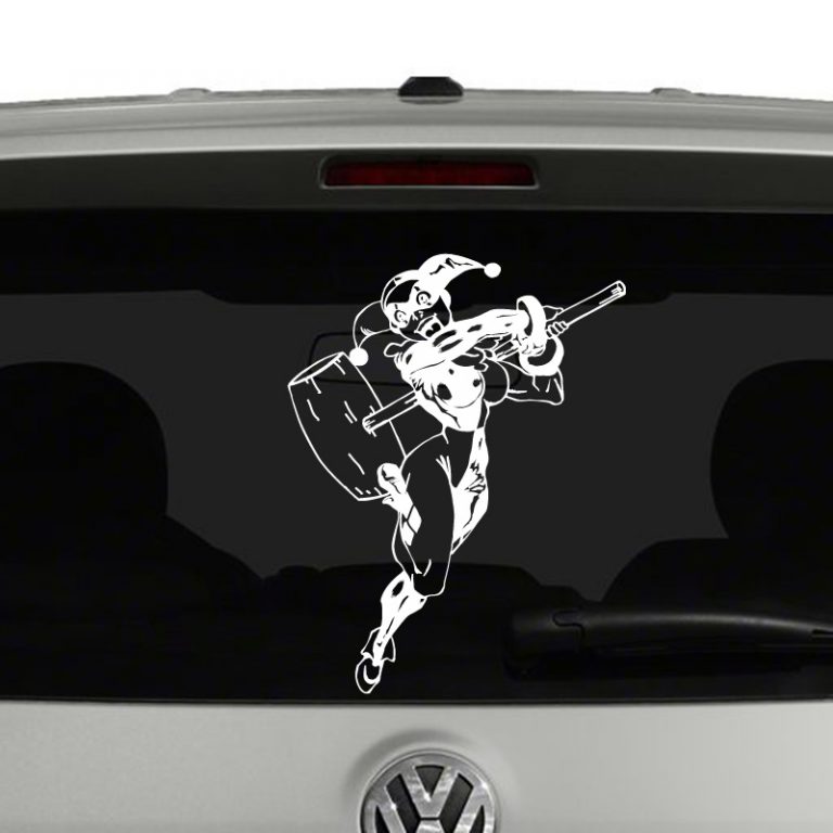 Harley Quinn Laughing with Mallet Vinyl Decal Sticker Car Window