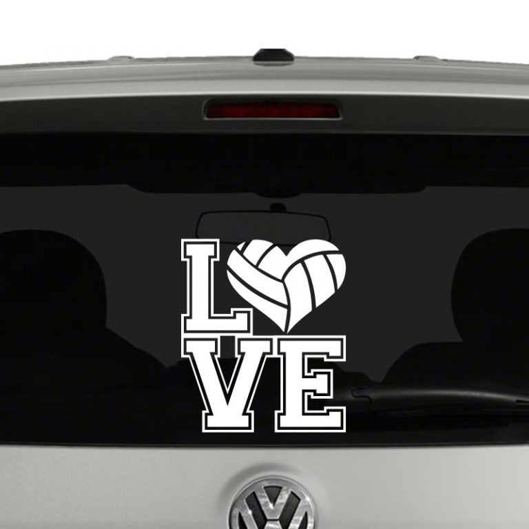 Love with Volleyball Heart Vinyl Decal Sticker